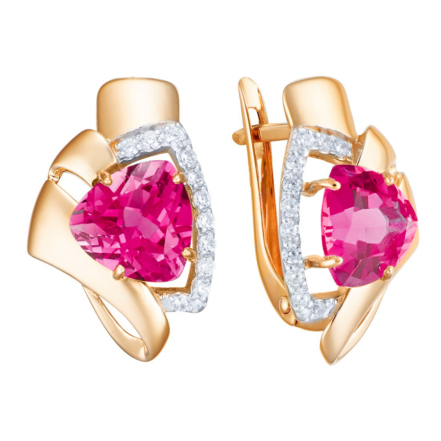 Серьги, золото, корунд, кл3982а-30-01
